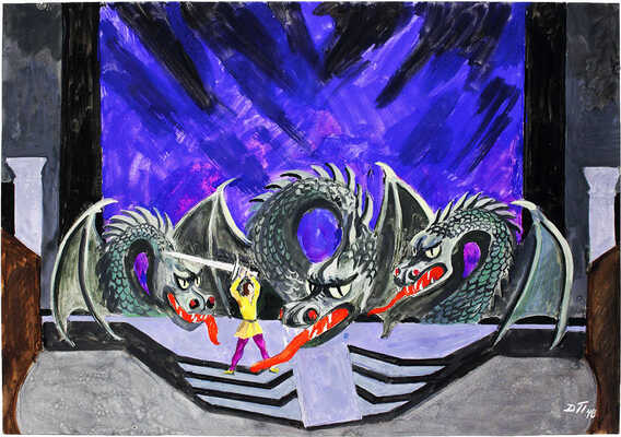 Попов Дмитрий Фёдорович. Сцена из пьесы Карло Гоцци «Ворон» Ленинградского ТЮЗа в постановке Павла Вейсбрема 